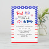 Invitation Blanc rouge et deux 2e anniversaire (Debout devant)