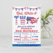 Invitation Blanc Rouge Et Deux 4 juillet Américains Anniversa (Debout devant)
