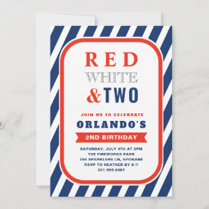 Invitation Blanc rouge et deux mignons garçons Deuxième anniv