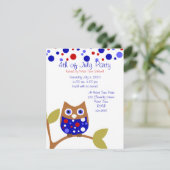 Invitation Blanc rouge et hibou Who (Debout devant)