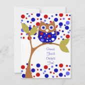 Invitation Blanc rouge et hibou Who (Dos)