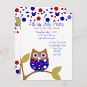 Invitation Blanc rouge et hibou Who (Devant / Derrière)