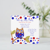 Invitation Blanc rouge et hibou Who (Debout devant)