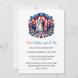 Invitation Blanc rouge et je fais patriotique 4 juillet Maria