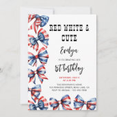 Invitation Blanc rouge et mignon Bows n'importe quel Annivers (Devant)