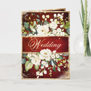 Invitation Blanc Rouge or Botanique Floral Rustique Mariage