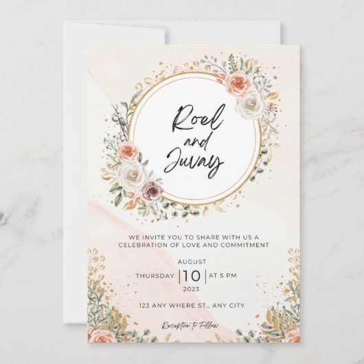 Invitation Blanc Rustique Aquarelle Floral Mariage libre (Devant)