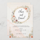 Invitation Blanc Rustique Aquarelle Floral mariage libre (Devant / Derrière)