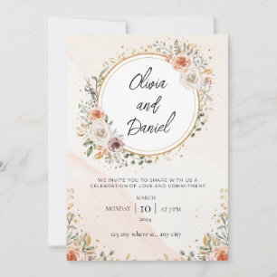 Invitation Blanc Rustique Aquarelle Floral mariage libre