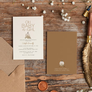 Invitation Blanc Rustique Boho Citrouille Oh Baby Girl Douche