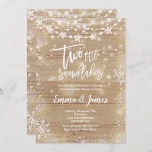 Invitation Blanc rustique d'hiver d'invitation jumelle de