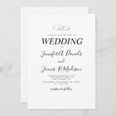 Invitation Blanc simple avec anneaux Mariage (Devant / Derrière)