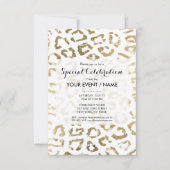 Invitation Blanc simple chic faux or poster de animal moderne (Devant)