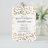 Invitation Blanc simple chic faux or poster de animal moderne (Debout devant)