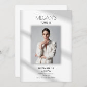 Invitation Blanc simple moderne élégant photo anniversaire (Devant / Derrière)