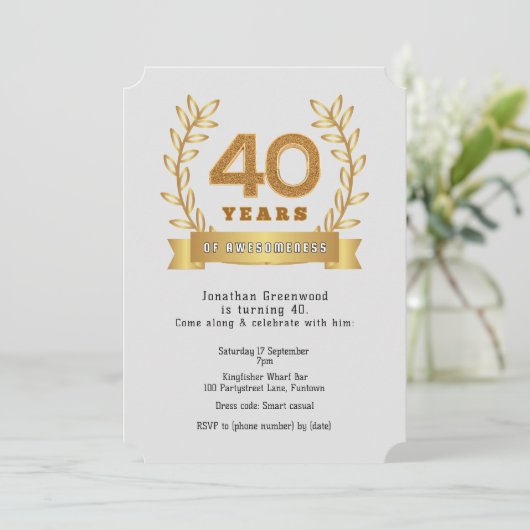 Invitation Blanc standard "40 ans de convivialité" (Debout devant)