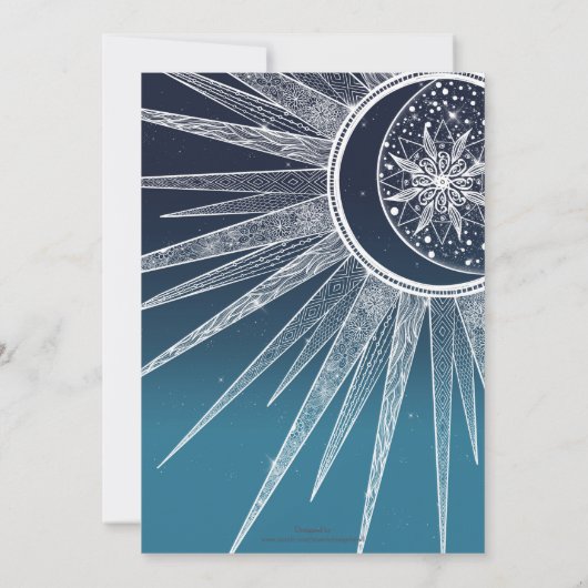 Invitation Blanc Sun Moon Mandala Blue Gradient Design (Dos)