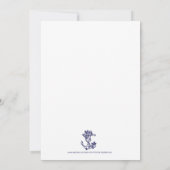 Invitation Blanc sur bleu Floral Bleu Ancre fête d'anniversai (Dos)