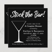 Invitation Blanc sur noir Stock le Bar Script Couples Douche (Devant / Derrière)