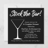 Invitation Blanc sur noir Stock le Bar Script Couples Douche (Devant)