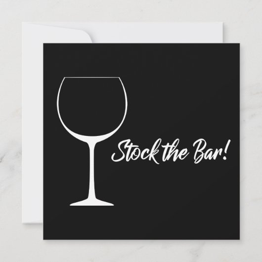 Invitation Blanc sur noir Stock le Bar Script Couples Douche (Dos)