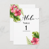 Invitation Blanc Tropical Hibiscus Chic Mariage Numéro de tab (Devant / Derrière)