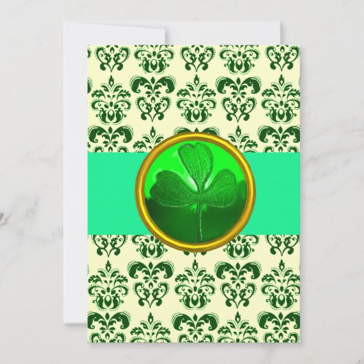 Invitation BLANC VERT DAMAS AVEC TRÈFLE St Patrick's Day (Devant)