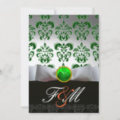 Invitation BLANC VERT DAMASK & SHAMROCK MONOGRAM OR Orange (Devant)