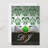 Invitation BLANC VERT DAMASK & SHAMROCK MONOGRAM OR Orange (Devant)