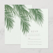 Invitation Blanc Vert Élégant Feuilles de Palmier Tropical RS (Devant / Derrière)