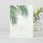 Invitation Blanc Vert Élégant Palm Tropical Feuille Mariage (Debout devant)