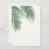Invitation Blanc Vert Élégant Palm Tropical Feuille Mariage (Dos)