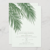 Invitation Blanc Vert Élégant Palm Tropical Feuille Mariage (Devant / Derrière)