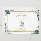 Invitation Blanc Vert Feuille Anémone Mariage Floral (Devant)