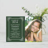 Invitation blanc vert moderne de fête de remise (Debout devant)