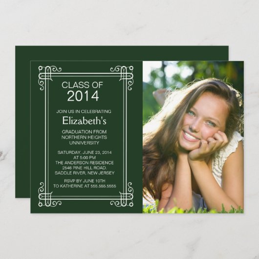 Invitation blanc vert moderne de fête de remise (Devant / Derrière)