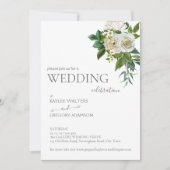 Invitation Blanc vert rustique rose mariage inviter modèle (Devant)