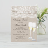 Invitation Blanc Vintage Champagne de dentelle Brunch Invitat (Debout devant)