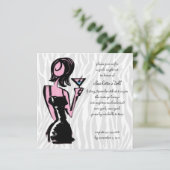 Invitation blanc zèbre ; bachelorette (Debout devant)