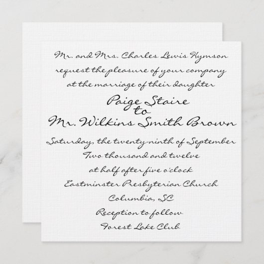 Invitation blanche (Devant / Derrière)