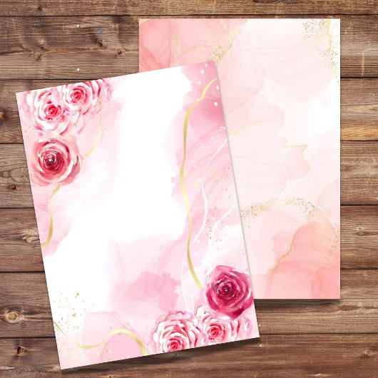 Invitation blanche 5x7 Aquarelle Magenta Rose