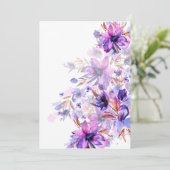 Invitation blanche aquarelle violet fleur rose (Debout devant)