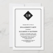 Invitation BLANCHE | Black Floral Engagement Party (Devant)