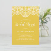 Invitation Blanche Brocade dentelle Fête des mariées jaune (Debout devant)