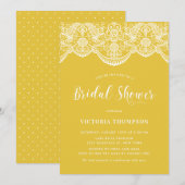 Invitation Blanche Brocade dentelle Fête des mariées jaune (Devant / Derrière)