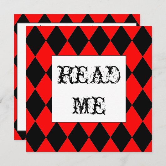 Invitation blanche d'Alice de lapin (Devant / Derrière)