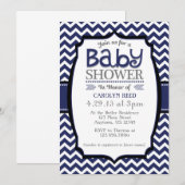 Invitation blanche de baby shower de Chevron de (Devant / Derrière)