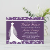 Invitation blanche de Fête de la mariée de robe de (Debout devant)