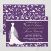 Invitation blanche de Fête de la mariée de robe de (Devant / Derrière)