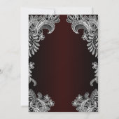 Invitation Blanche dentelle Bourgogne Mariage après la fête (Dos)